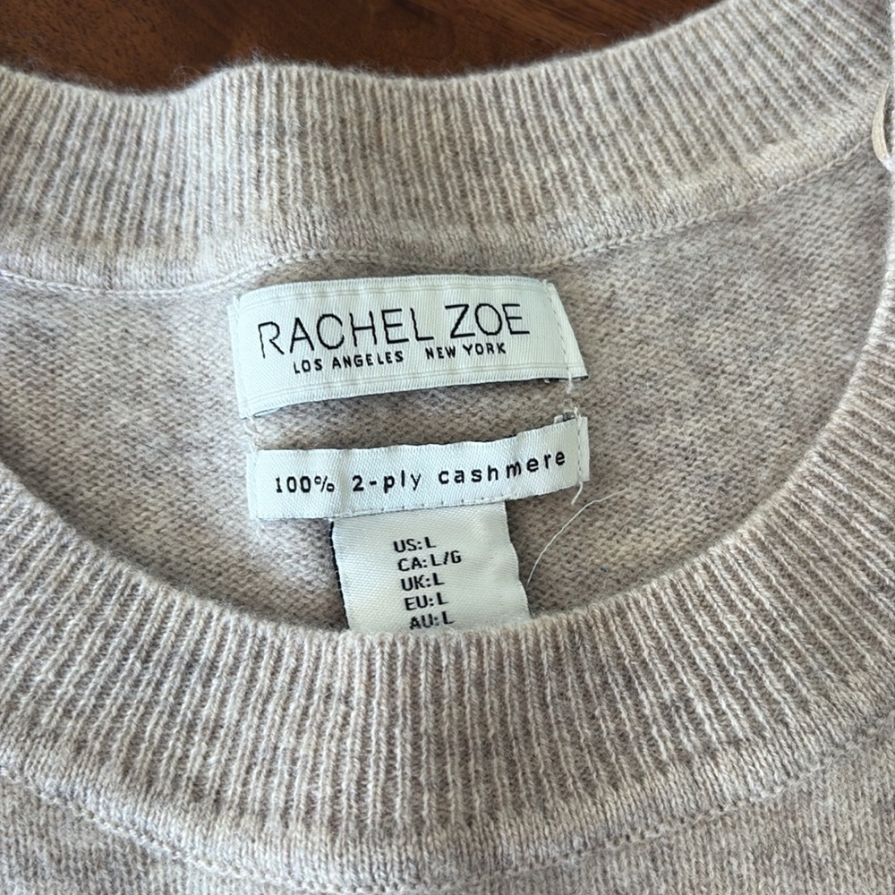 100% 2-ply cashmere Beige Sweater, size L, new - Picture 3 of 5